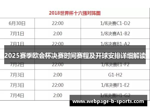 2025赛季欧会杯决赛时间赛程及开球安排详细解读