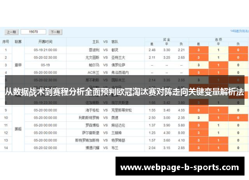 从数据战术到赛程分析全面预判欧冠淘汰赛对阵走向关键变量解析法 从数据战术到赛程分析全面预判欧冠淘汰赛对阵走向关键变量解析法